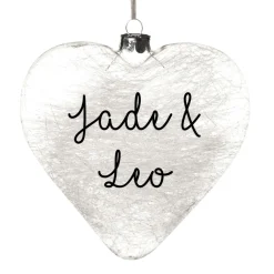 Personalised Icicle Glass Heart Personalised Baubles|