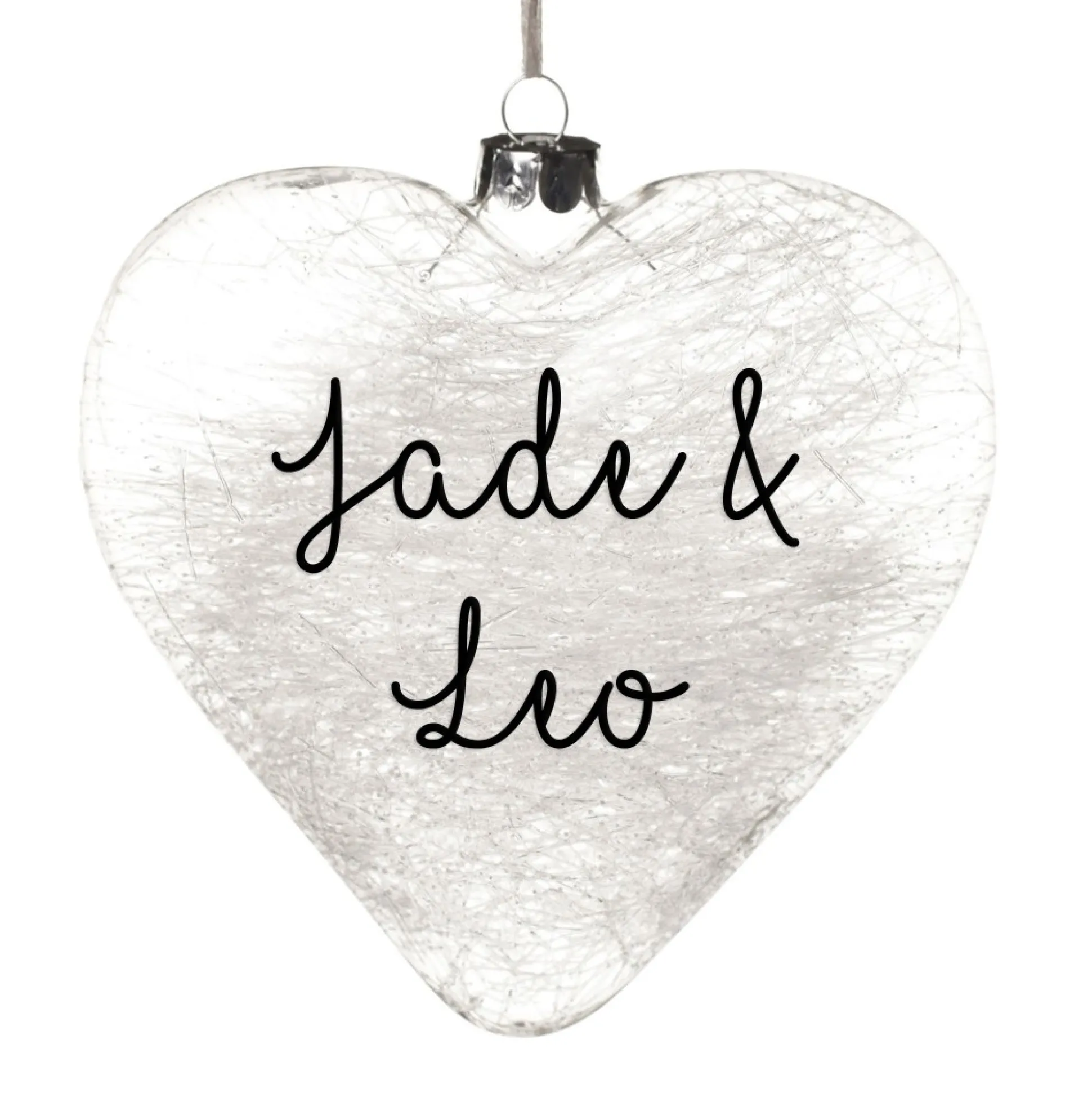 Personalised Icicle Glass Heart Personalised Baubles|