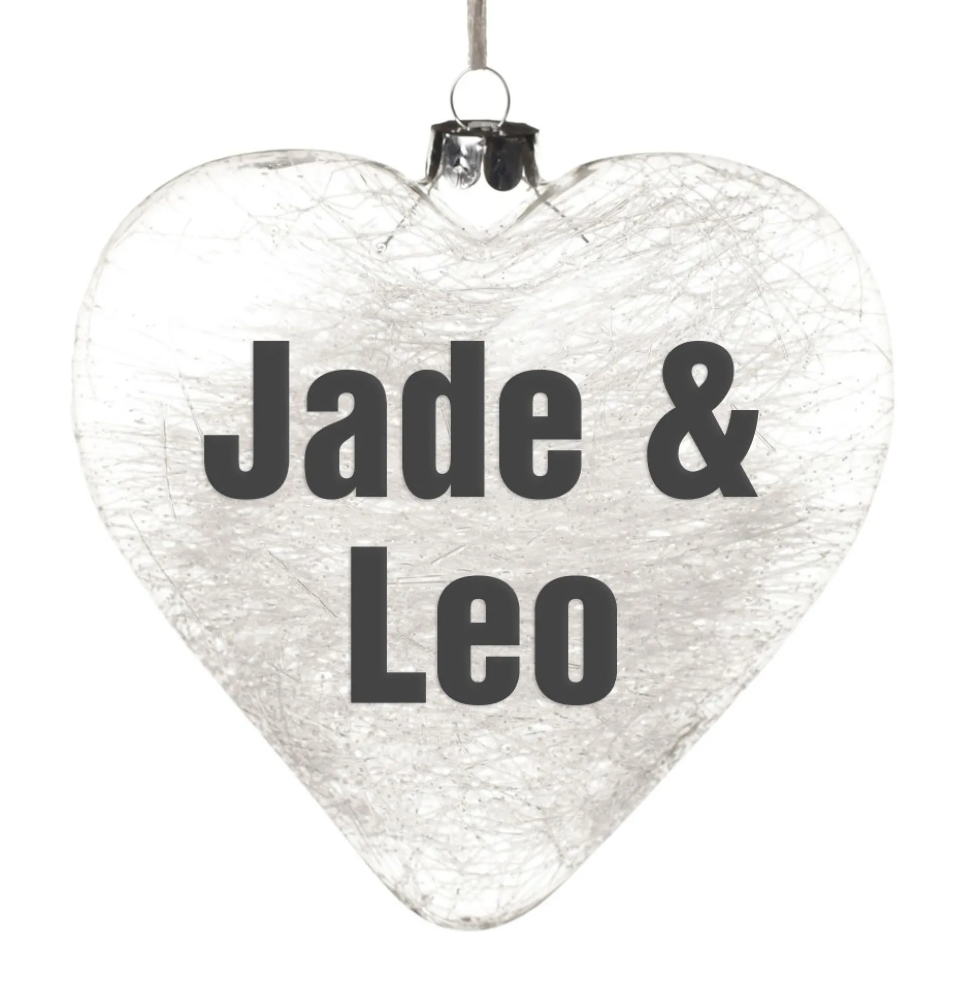 Personalised Icicle Glass Heart Personalised Baubles|