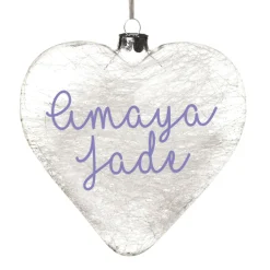 Personalised Icicle Glass Heart Personalised Baubles|