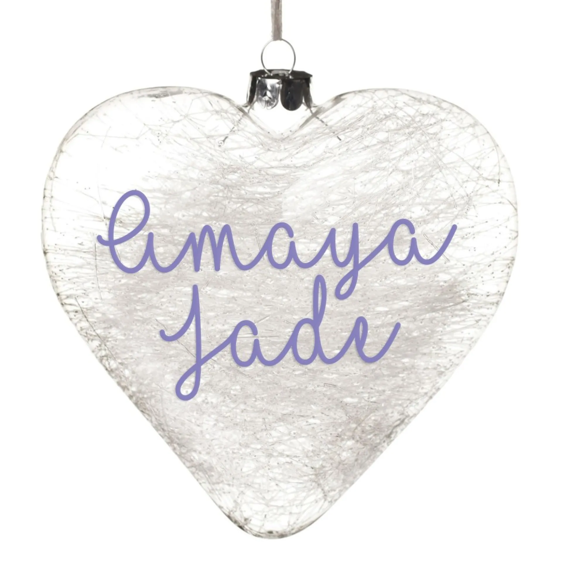 Personalised Icicle Glass Heart Personalised Baubles|