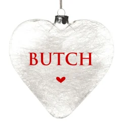 Personalised Icicle Glass Heart - All I need is Love and a Dog Glass Hearts And Discs|