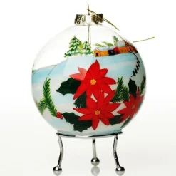 Personalised Inside Painted Poinsettia House Christmas Bauble Personalised Baubles|