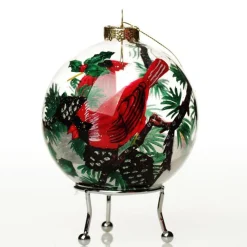 Personalised Inside Painted Cardinal Bird Christmas Bauble Personalised Baubles|