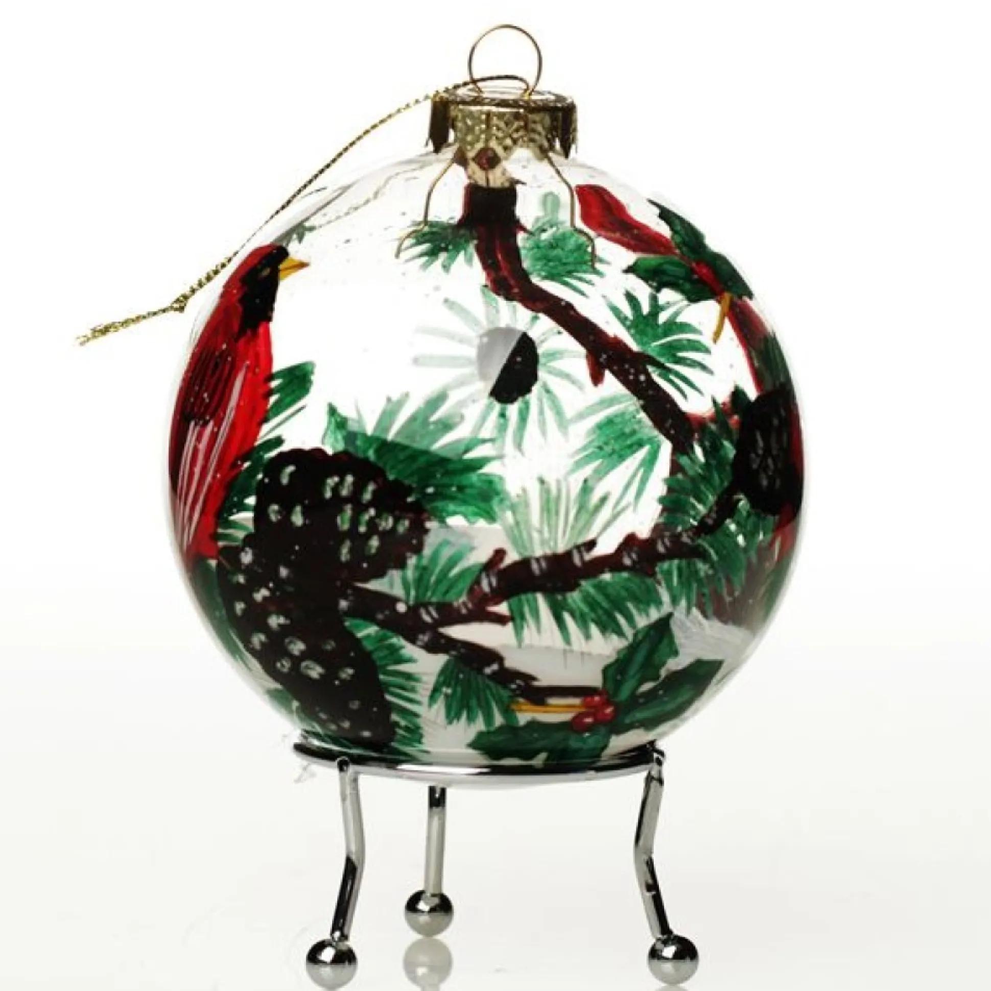Personalised Inside Painted Cardinal Bird Christmas Bauble Personalised Baubles|