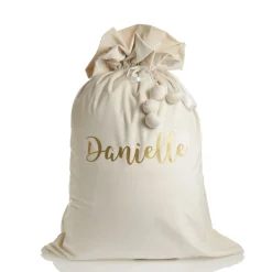 Personalised Ivory Velvet Santa Sack Personalised Santa Sacks|