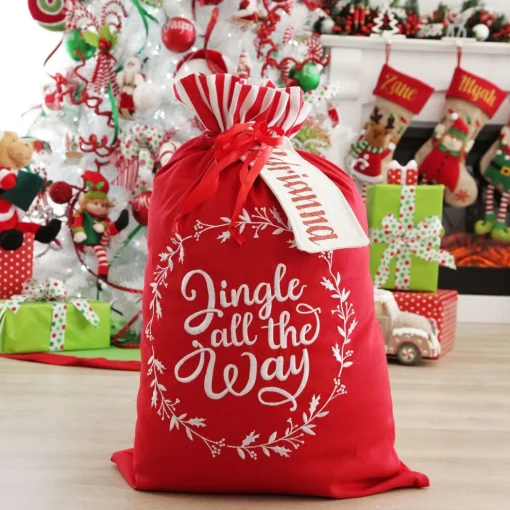 Personalised 'Jingle All The Way' Santa Sack Personalised Santa Sacks|