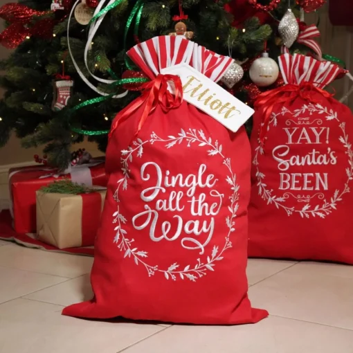 Personalised 'Jingle All The Way' Santa Sack Personalised Santa Sacks|