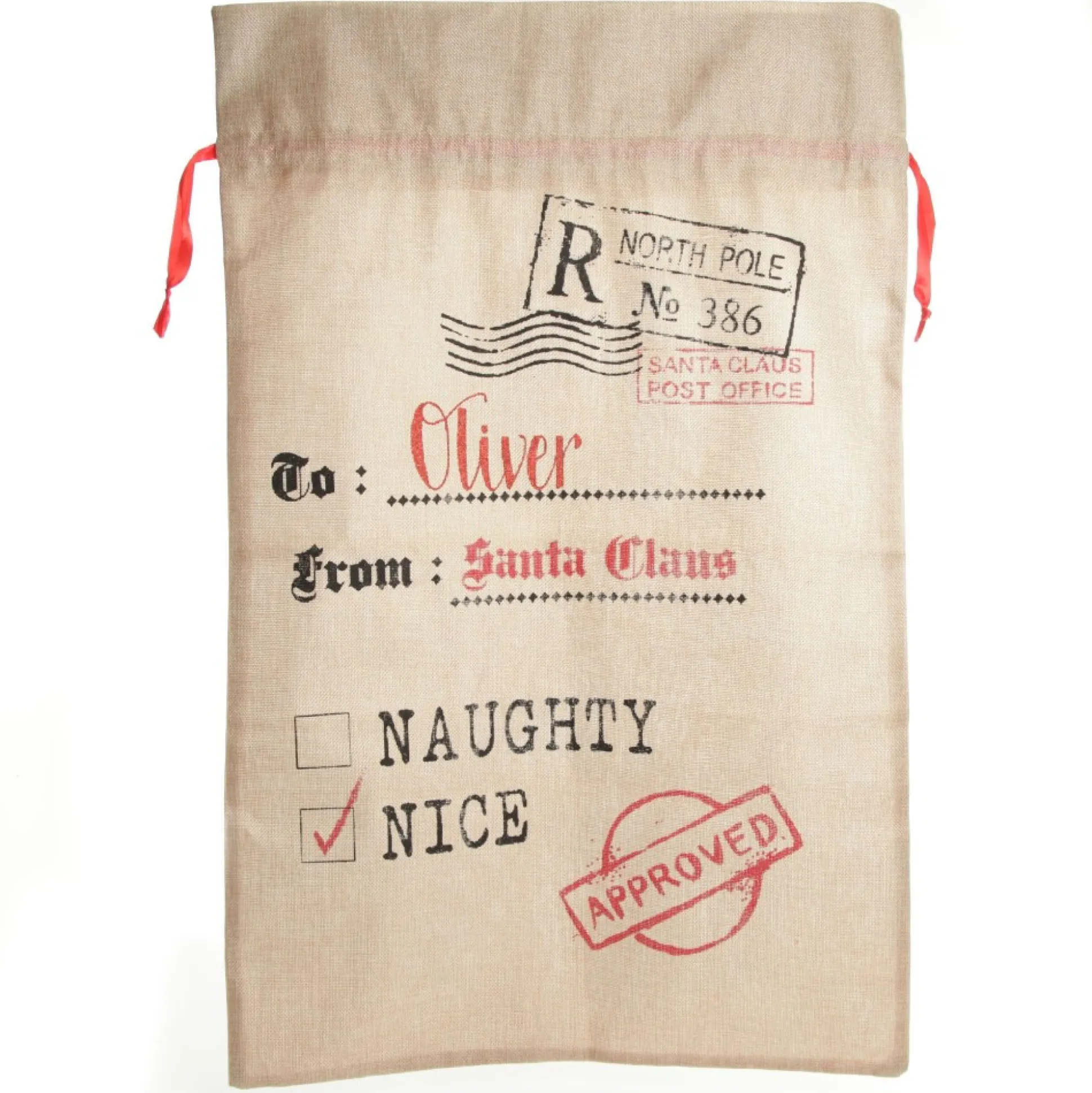 Personalised Jute Naughty or Nice Santa Sack Personalised Santa Sacks|