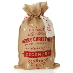 Personalised Natural Linen Santa Sack Tag Personalised Santa Sacks|