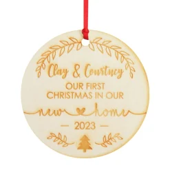 Personalised Our First Christmas New Home Etched Decoration Personalised Decorations|