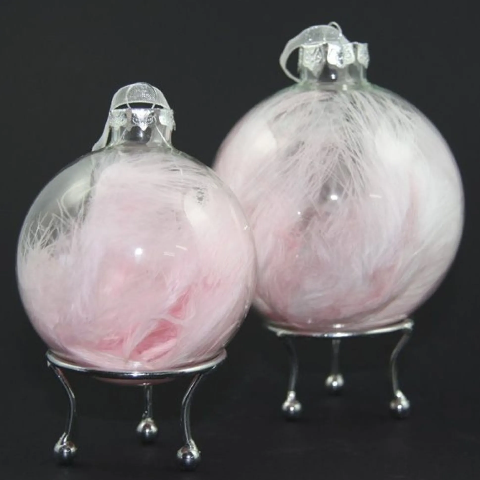 Personalised Pink Feather Clear Glass Christmas Bauble Personalised Baubles|
