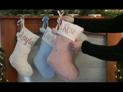 Personalised Pink Fur Christmas Stocking with Pom Poms Personalised Stockings|