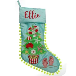 Personalised Pom Pom Beach Tree Christmas Stocking Personalised Stockings|