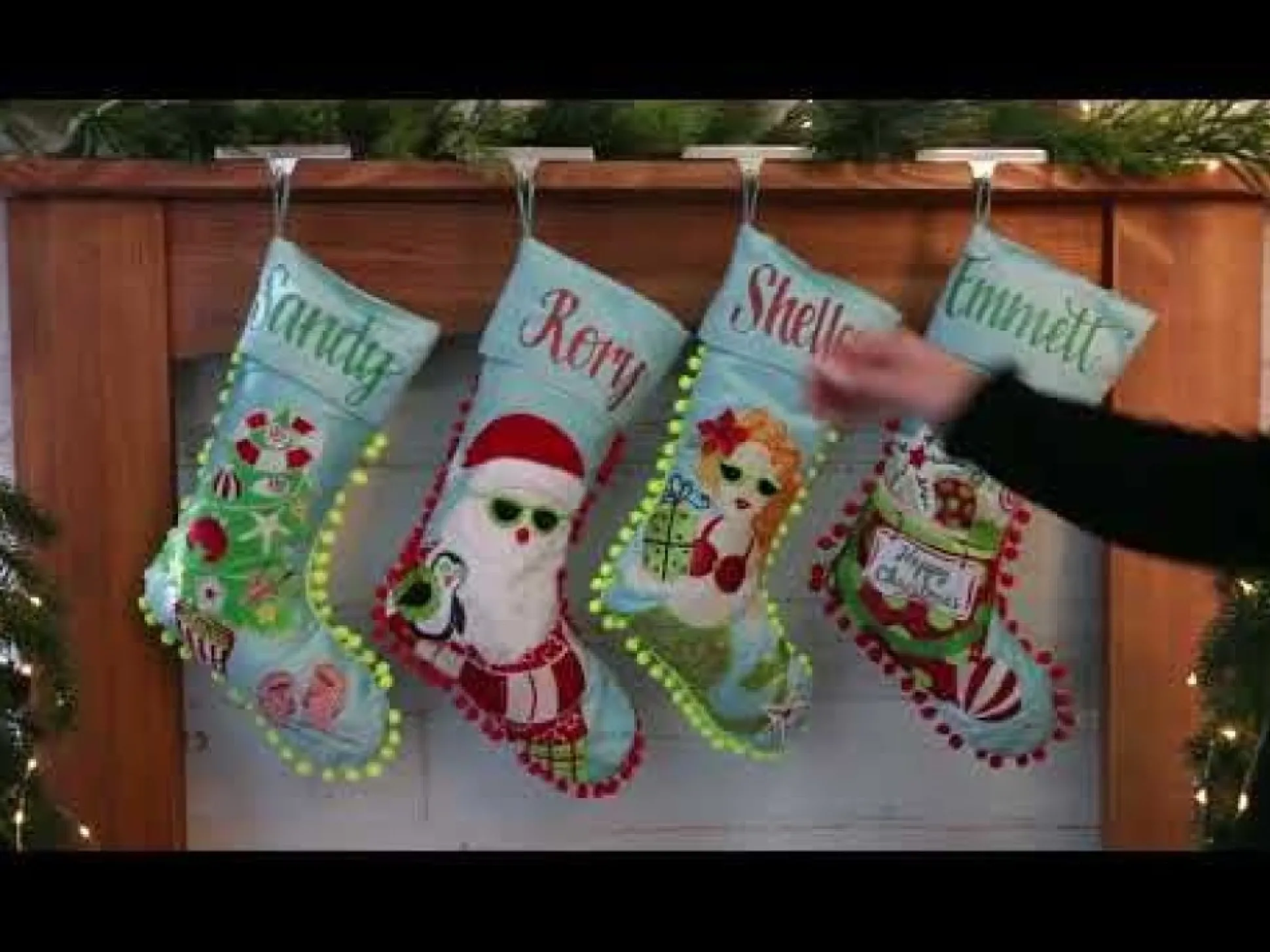 Personalised Pom Pom Beach Tree Christmas Stocking Personalised Stockings|