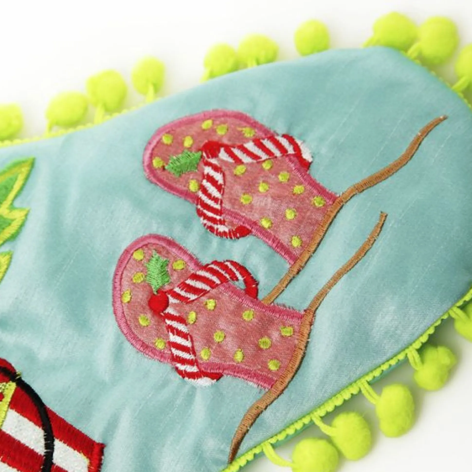 Personalised Pom Pom Beach Tree Christmas Stocking Personalised Stockings|