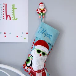 Personalised Pom Pom Beach Santa Christmas Stocking Personalised Stockings|