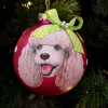 Personalised Poodle Dog Hot Pink Christmas Bauble Hand Painted Baubles|