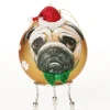 Personalised Pug Dog with Santa Hat Gold Christmas Bauble Hand Painted Baubles|