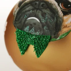 Personalised Pug Dog with Santa Hat Gold Christmas Bauble Hand Painted Baubles|