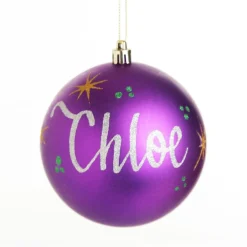 Personalised Purple Shatterproof Christmas Bauble Personalised Baubles|