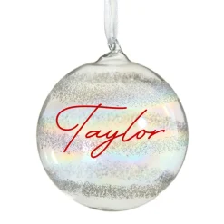 Personalised Rainbow Glass Christmas Bauble Personalised Baubles|