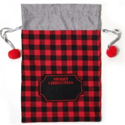 Personalised Red and Black Buffalo Check Christmas Santa Sack Personalised Santa Sacks|