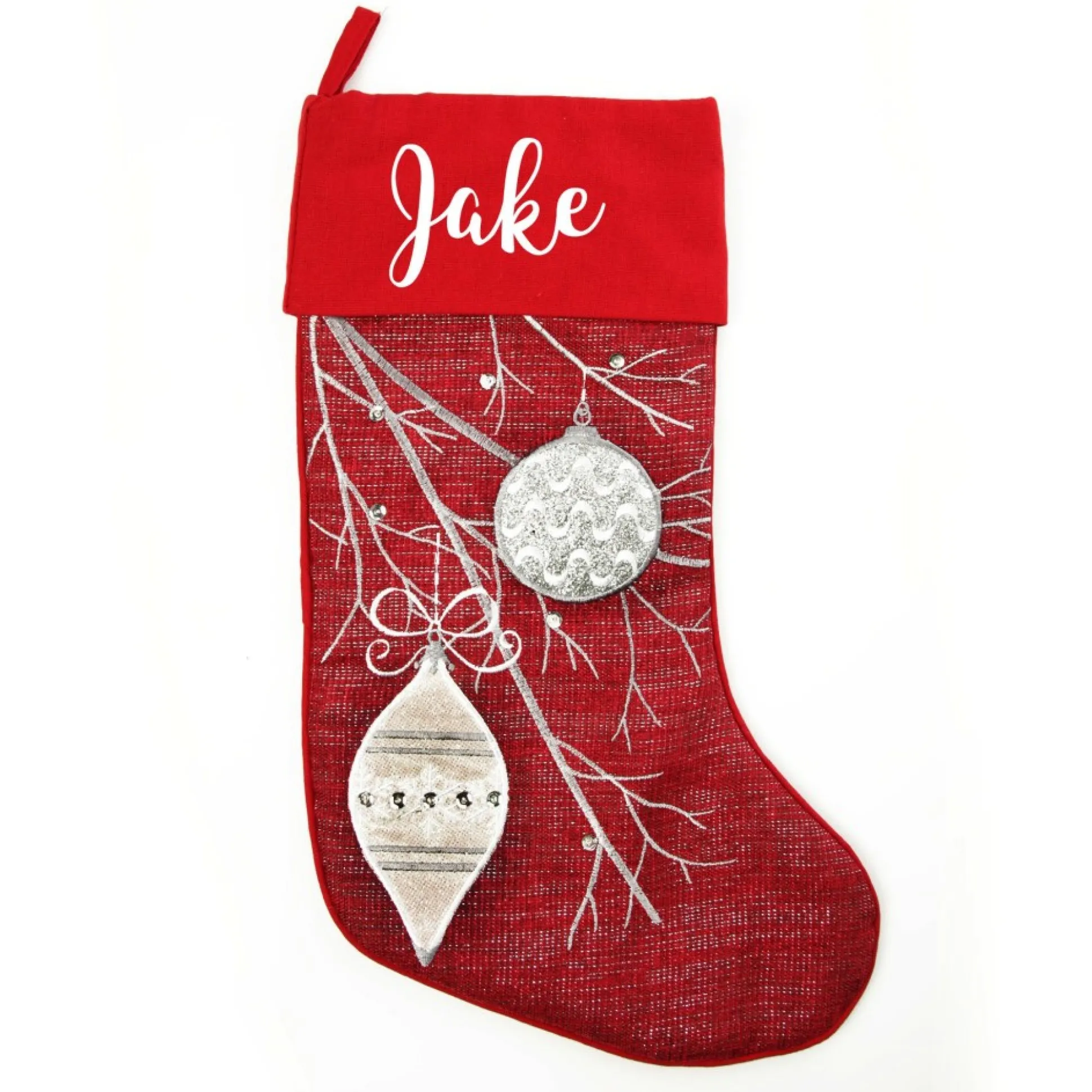 Personalised Red Bauble Christmas Stocking Personalised Stockings|