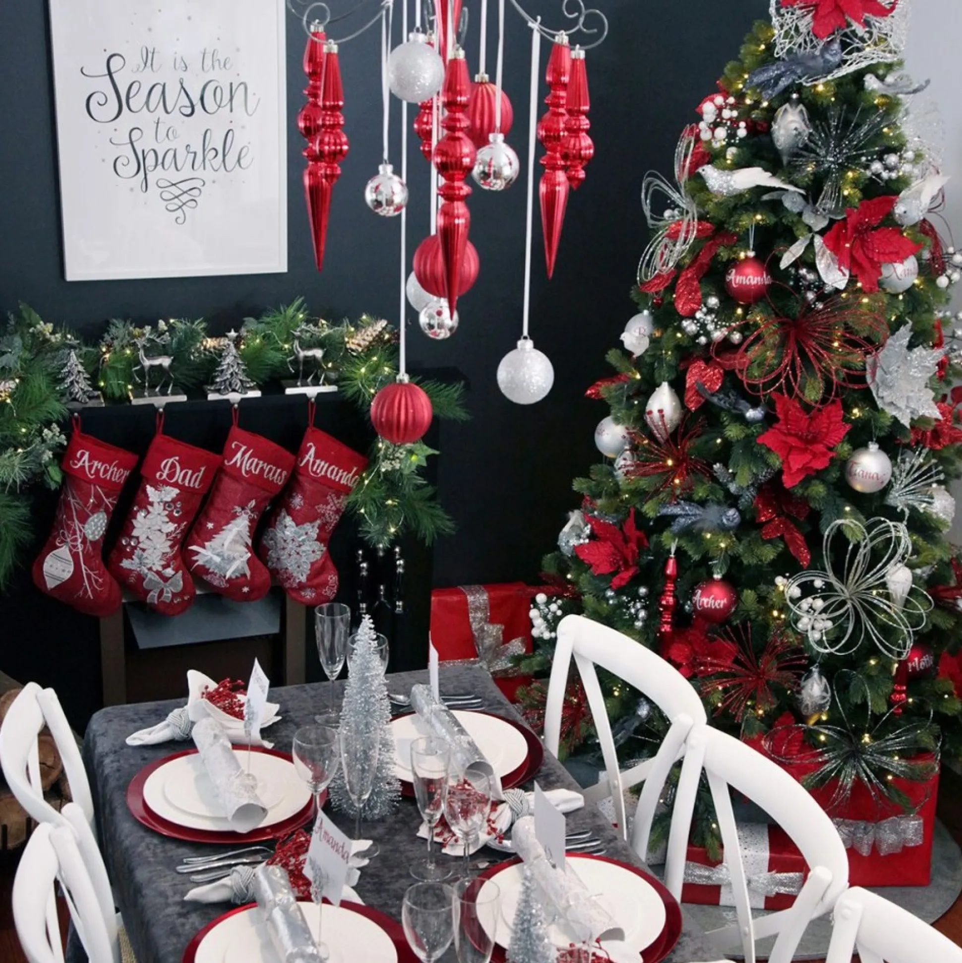 Personalised Red Bauble Christmas Stocking Personalised Stockings|