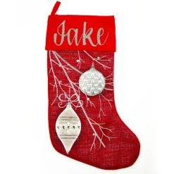 Personalised Red Bauble Christmas Stocking Personalised Stockings|