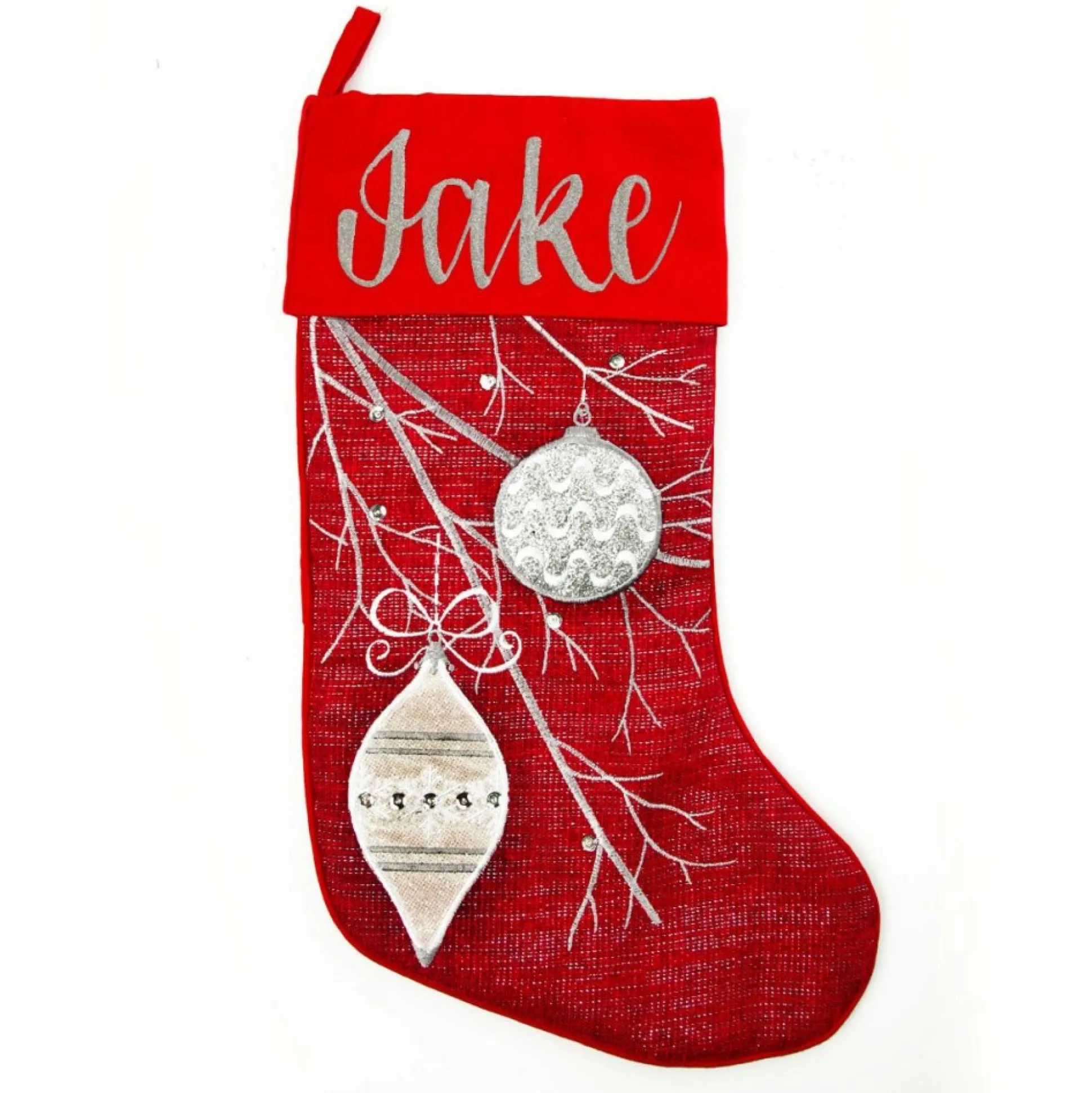Personalised Red Bauble Christmas Stocking Personalised Stockings|