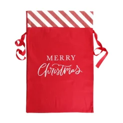 Personalised Red Merry Christmas Santa Sack with Candy Cane Stripe Trim Personalised Santa Sacks|