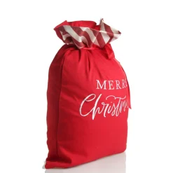 Personalised Red Merry Christmas Santa Sack with Candy Cane Stripe Trim Personalised Santa Sacks|