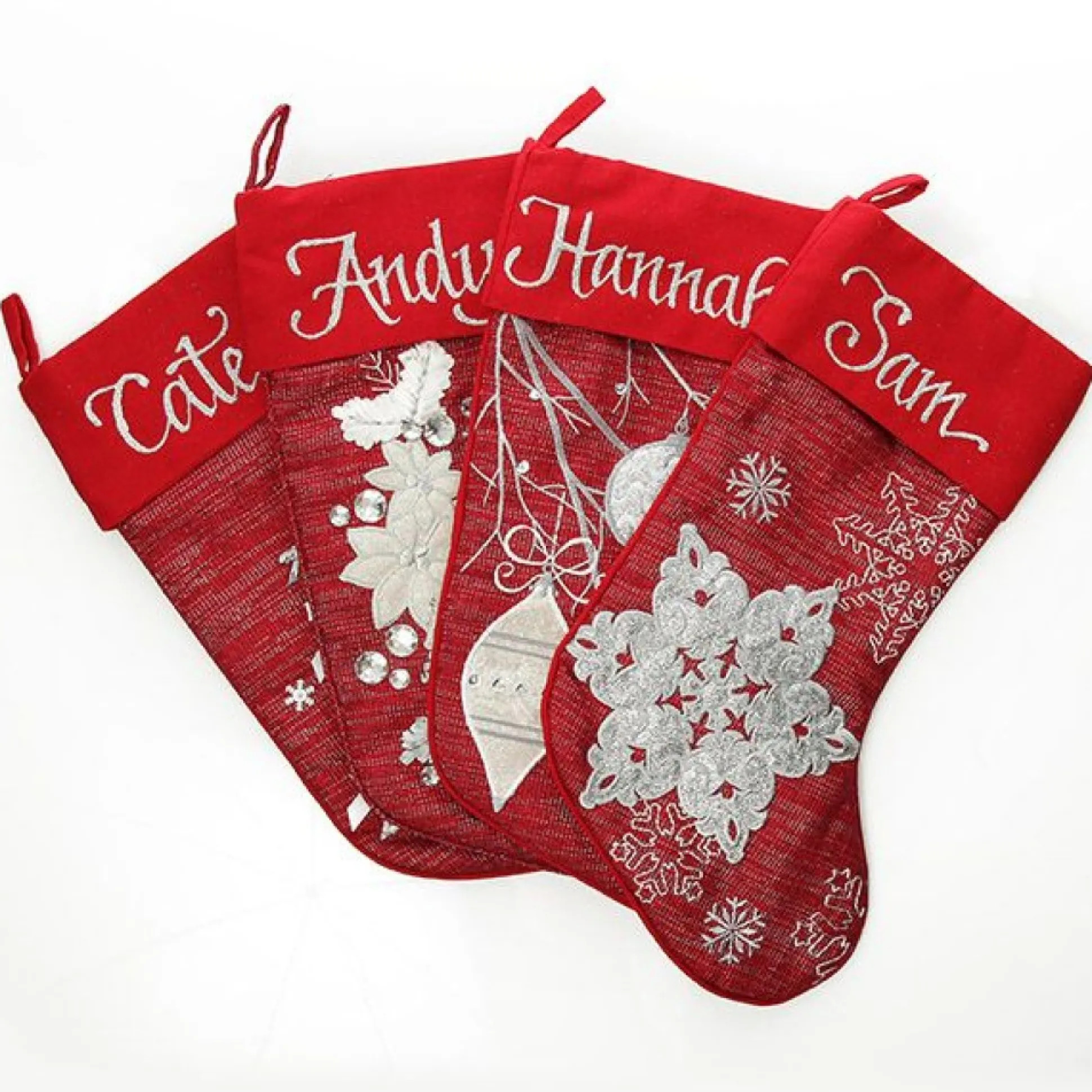 Personalised Red Poinsettia Christmas Stocking Personalised Stockings|