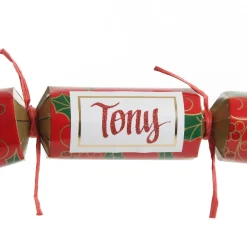 Personalised Red Swirling Holly Bon Bon - Single Christmas Bon Bons|
