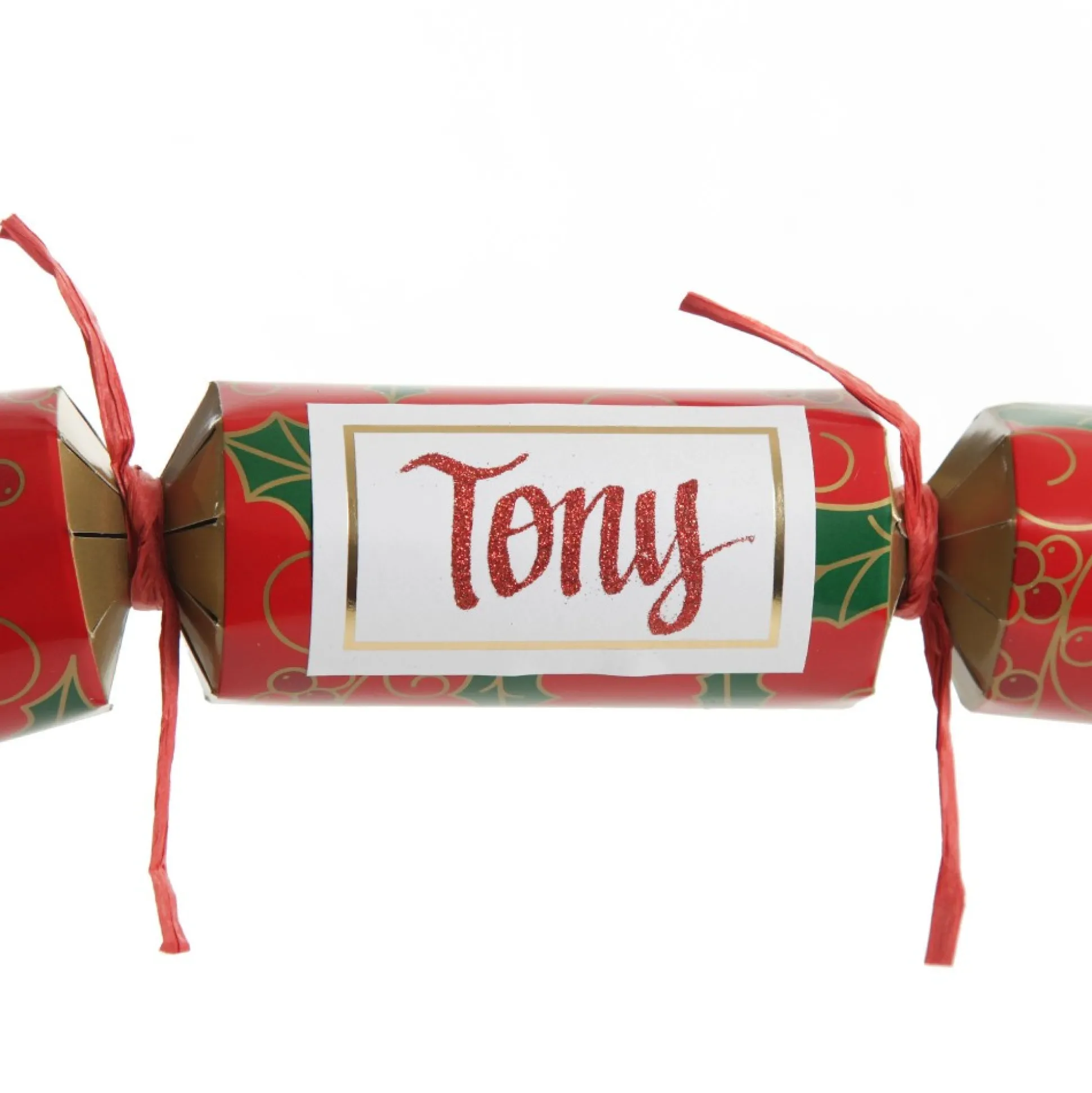 Personalised Red Swirling Holly Bon Bon - Single Christmas Bon Bons|
