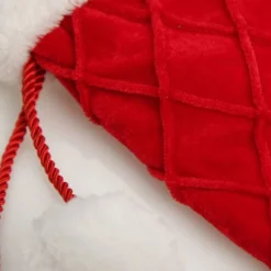 Personalised Red Velvet Quilted Christmas Stocking with Laser Cut Name Personalised Stockings|