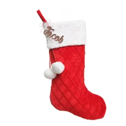 Personalised Red Velvet Quilted Christmas Stocking with Laser Cut Name Personalised Stockings|