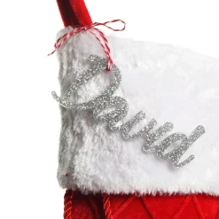 Personalised Red Velvet Quilted Christmas Stocking with Laser Cut Name Personalised Stockings|