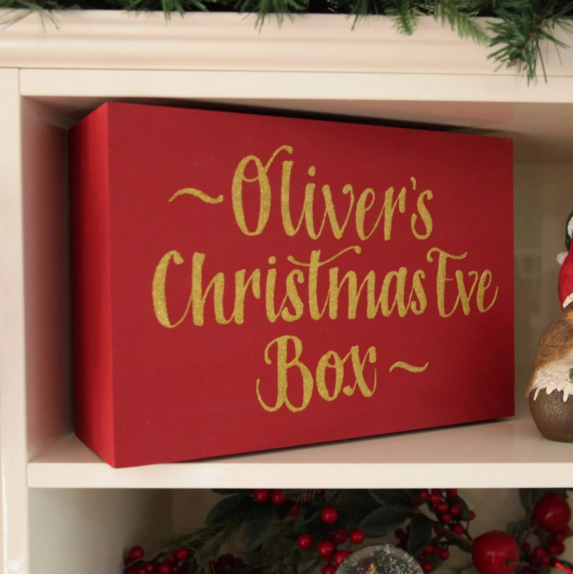 Personalised Red Wooden Christmas Eve Keepsake Box Gift Wrap, Boxes, Bags & Tags|