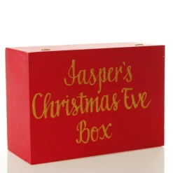 Personalised Red Wooden Christmas Eve Keepsake Box Gift Wrap, Boxes, Bags & Tags|