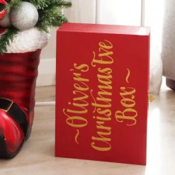 Personalised Red Wooden Christmas Eve Keepsake Box Gift Wrap, Boxes, Bags & Tags|