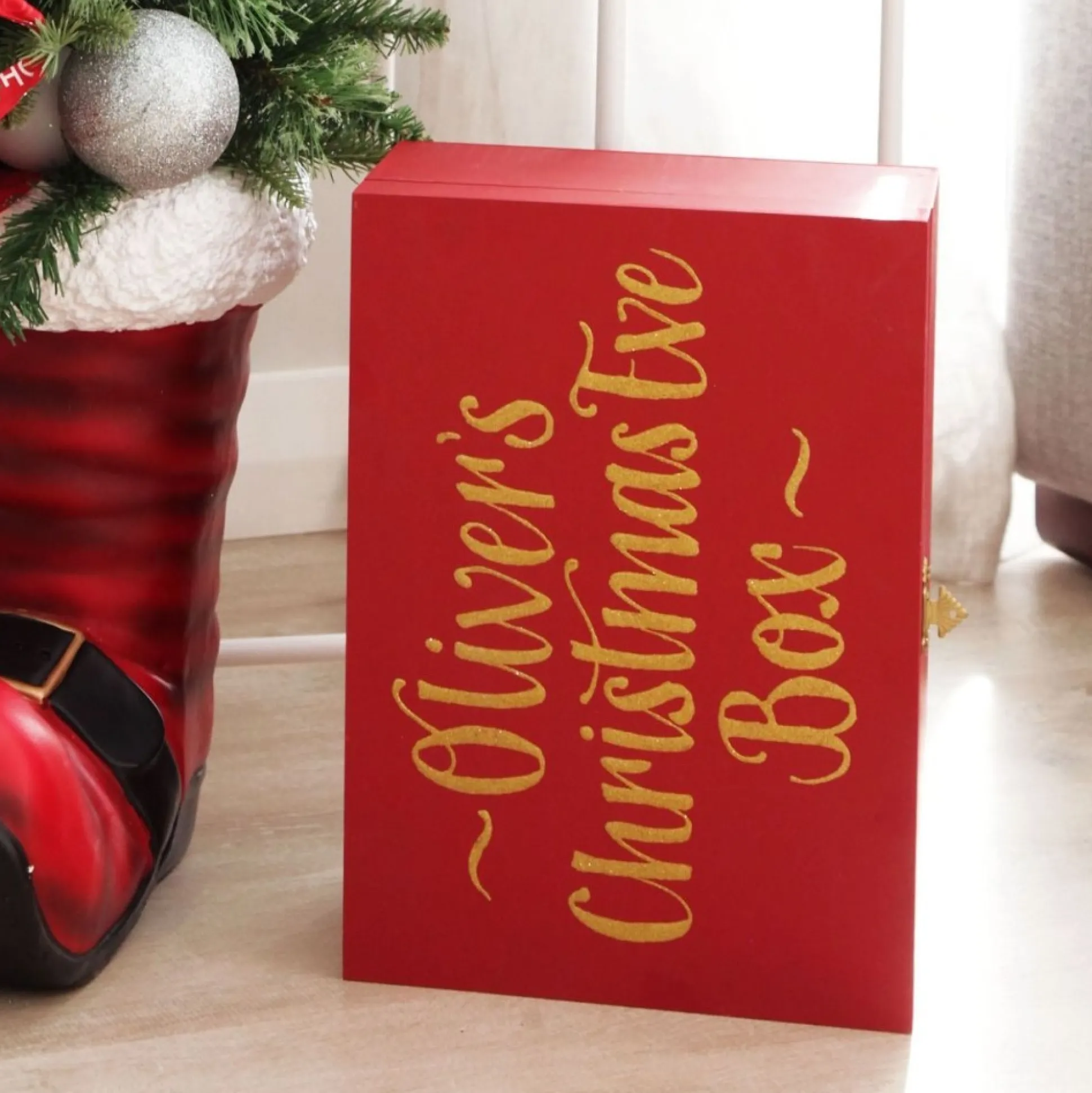 Personalised Red Wooden Christmas Eve Keepsake Box Gift Wrap, Boxes, Bags & Tags|