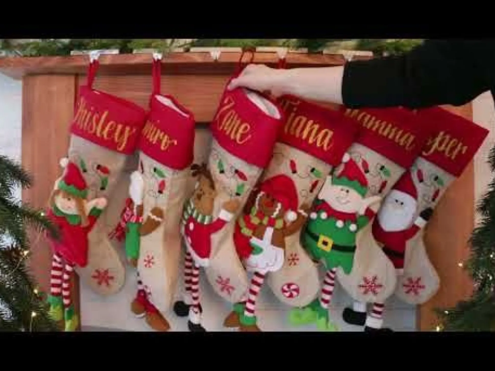 Personalised Reindeer Christmas Stocking with Dangly Legs Personalised Stockings|