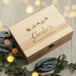 Personalised Santa Sleigh Wooden Christmas Eve Box Gift Wrap, Boxes, Bags & Tags|