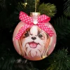 Personalised Shih Tzu Dog with Bow Pink Chrismas Bauble Hand Painted Baubles|