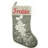 Personalised Silver Poinsettia Christmas Stocking Personalised Stockings|