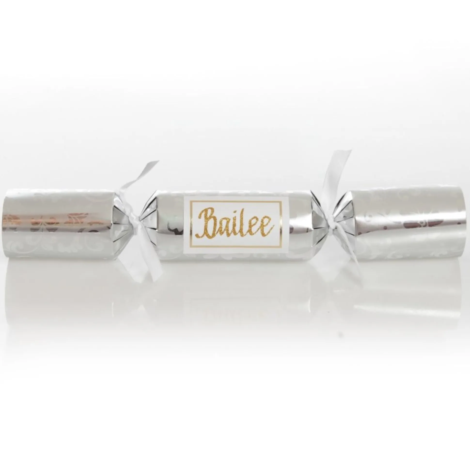 Personalised Silver Swirl Bon Bon - Single Christmas Bon Bons|