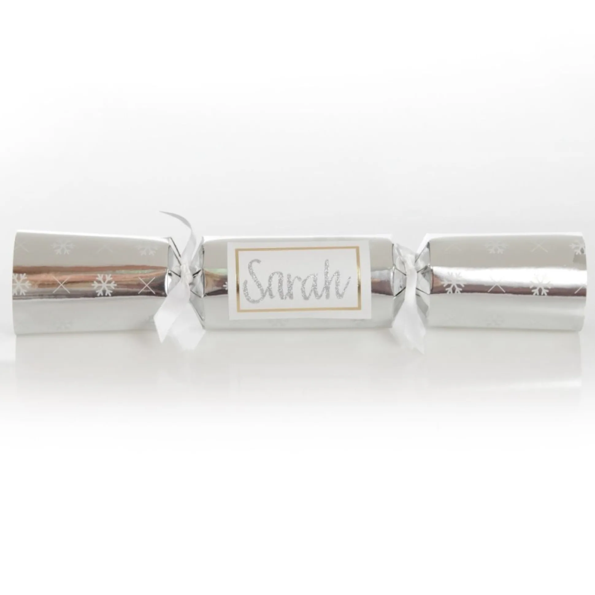 Personalised Silver with White Snowflake Bon Bon - Single Christmas Bon Bons|