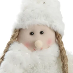 Personalised Standing White Girl Ornament with Timber Heart Christmas Figurines|